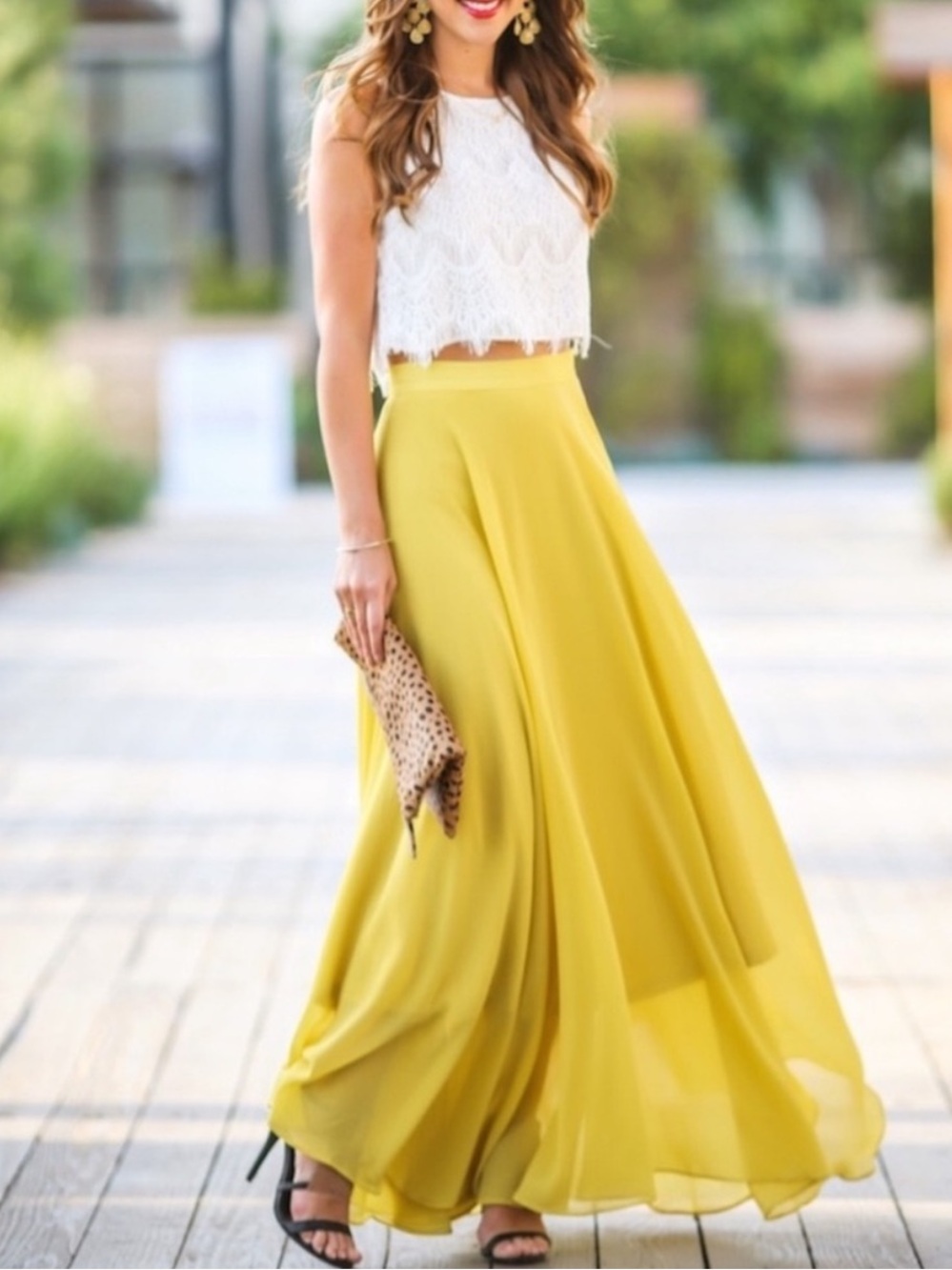 Lucy Paris Flowing Yellow Maxi Skirt - Women